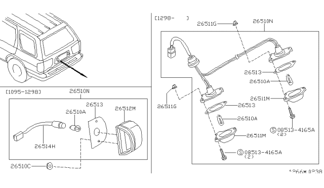 1998 Nissan Pathfinder Lamp Assembly-Licence Diagram for 26510-0W000