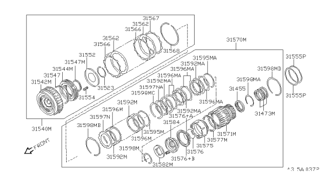 1997 Nissan Pathfinder Piston Assy-High Clutch Diagram for 31544-41X03