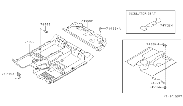 2000 Nissan Pathfinder Carpet-Rear Floor,Front Diagram for 74906-2W612