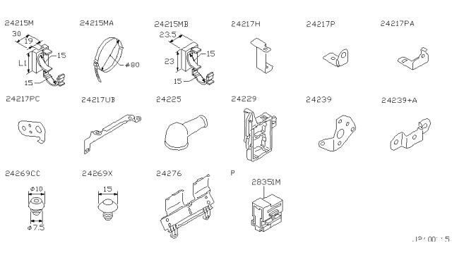 2001 Nissan Pathfinder Bracket-Harness Clip Diagram for 24239-5W001