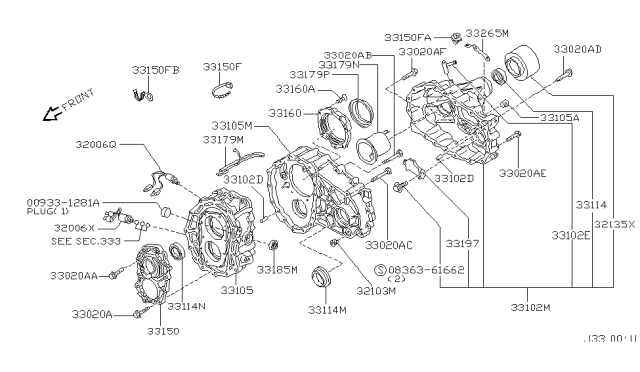 2004 Nissan Pathfinder Seal Oil Transfer Cover Diagram for 33111-01J00