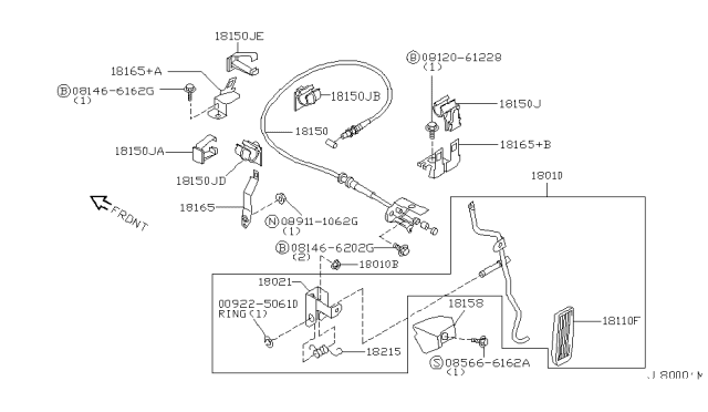 2002 Nissan Pathfinder Bracket-Pedal Lever Diagram for 18021-6N200