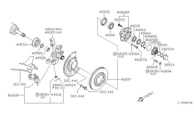 2003 Nissan Pathfinder Joint Assembly-Ball,Lower Diagram for 40160-0W000