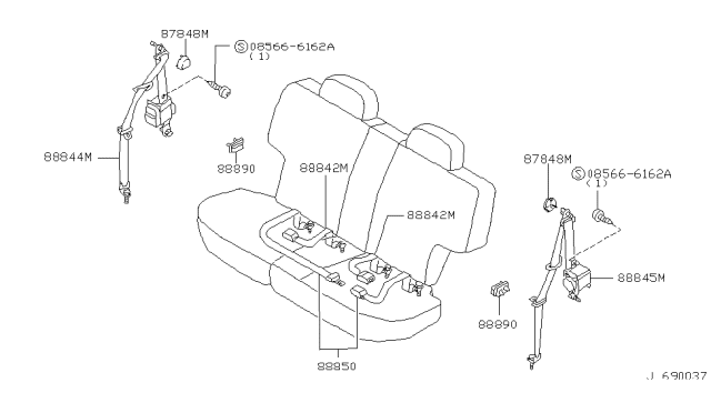 2003 Nissan Pathfinder Rear Seat Belt Diagram 2