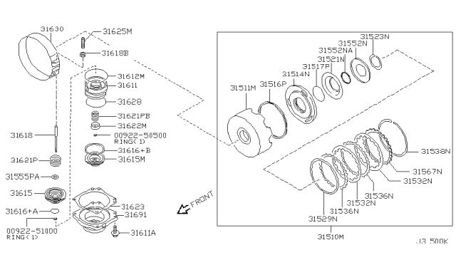 2002 Nissan Pathfinder Clutch & Band Servo - Diagram 16