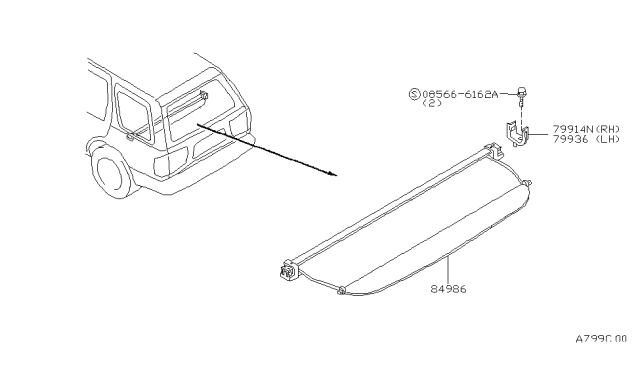 2004 Nissan Pathfinder Holder-Rear Parcel Shelf, LH Diagram for 79915-3W701