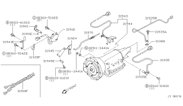2002 Nissan Pathfinder Clip-Wiring Harness,A Diagram for 24208-01J00