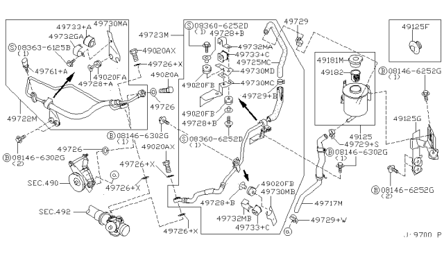 2003 Nissan Pathfinder Tank Assembly - Reservoir Diagram for 49180-4W010