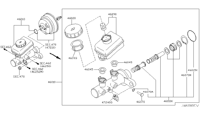 2003 Nissan Pathfinder Stop Ring Piston Diagram for 46070-2U000