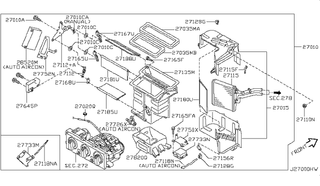 2002 Nissan Pathfinder Heater & Blower Unit - Diagram 5