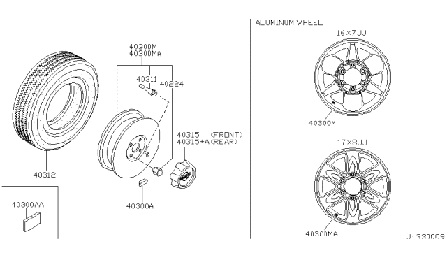 2003 Nissan Pathfinder Road Wheel & Tire Diagram 2
