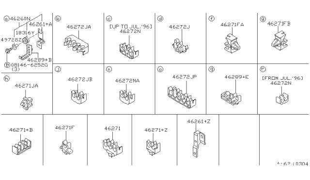 1997 Nissan Pathfinder Spacer-Brake Tube Diagram for 46272-14Y05