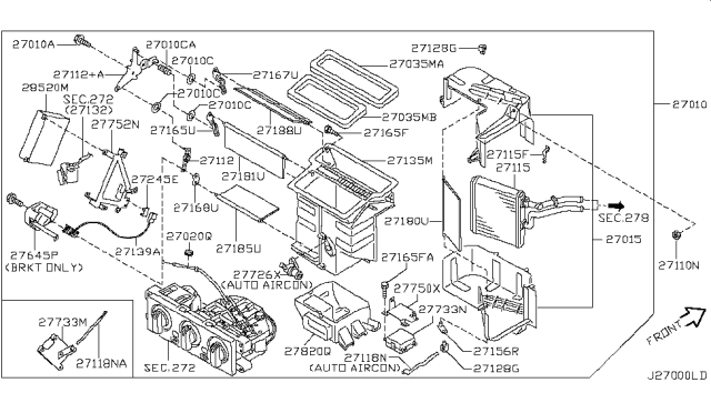 2004 Nissan Pathfinder Bracket-Actuator Diagram for 27750-0W000