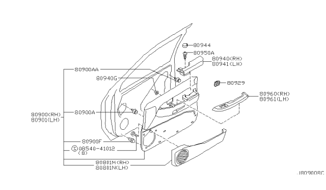 2003 Nissan Pathfinder Finisher-Power Window Switch,Front LH Diagram for 80961-6W202