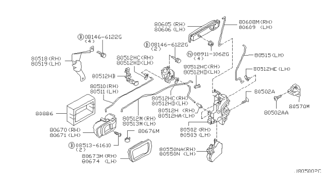 2002 Nissan Pathfinder ESCUTCHEON Inside Handle, LH Diagram for 80683-0W006