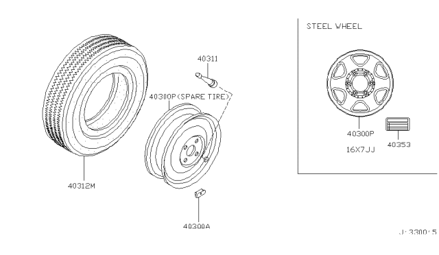 2002 Nissan Pathfinder Road Wheel & Tire - Diagram 4