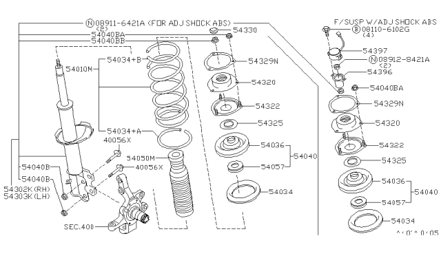 1999 Nissan Pathfinder STRUT Kit Front LH Diagram for 54303-2W126