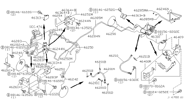 2000 Nissan Pathfinder Insulator-Tube Diagram for 46261-4W010