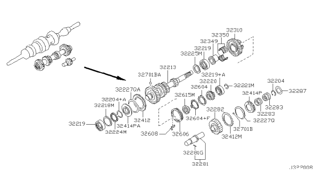 2004 Nissan Pathfinder Cone-Counter Reverse Gear Diagram for 32214-01G21