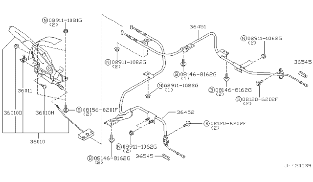 2000 Nissan Pathfinder Device Assembly - Parking Brake Control Diagram for 36010-0W005