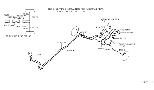 2003 Nissan Pathfinder Brake Piping & Control Diagram 6