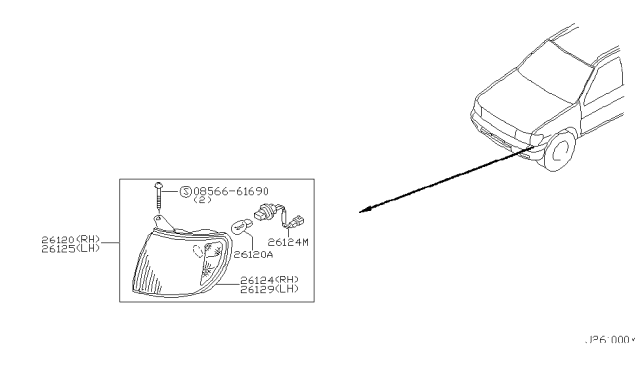 2002 Nissan Pathfinder Front Combination Lamp - Diagram 1