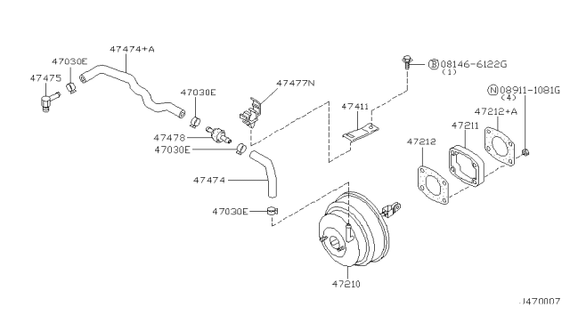 2002 Nissan Pathfinder Brake Servo & Servo Control Diagram 1