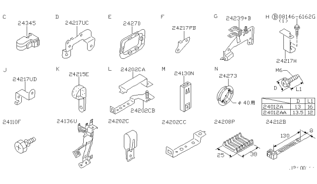 2002 Nissan Pathfinder Bracket Assy-Connector Diagram for 24236-0W704