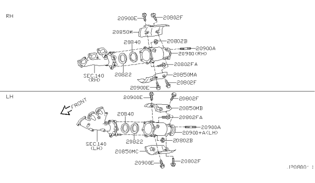 2000 Nissan Pathfinder Shelter Diagram for 20853-4W015