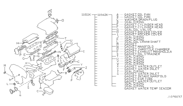2002 Nissan Pathfinder Engine Gasket Kit Diagram