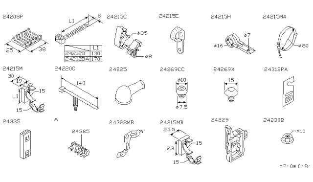 1996 Nissan Pathfinder Clip-Wiring Harness Diagram for 24215-78E00