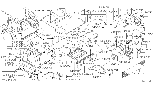 2003 Nissan Pathfinder Trunk & Luggage Room Trimming Diagram 2