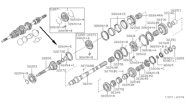 2000 Nissan Pathfinder Input Shaft Diagram for 32201-23P60