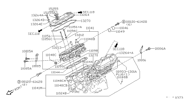 1999 Nissan Pathfinder Cylinder Head & Rocker Cover Diagram