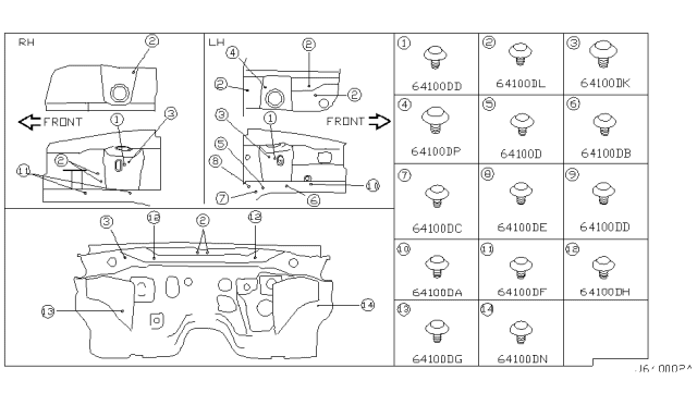 2000 Nissan Pathfinder Hood Ledge & Fitting Diagram 3