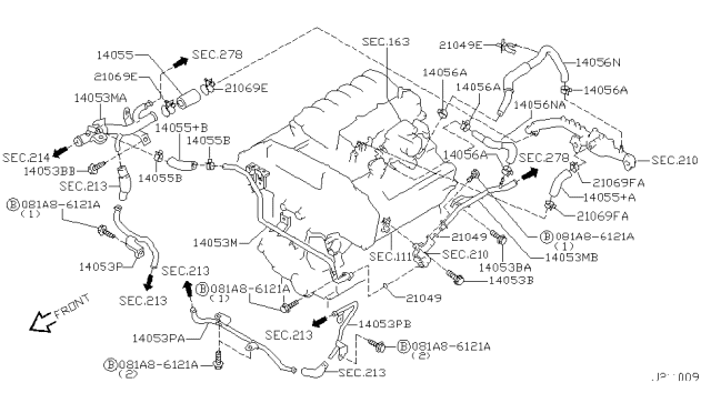2002 Nissan Pathfinder Water Pipe Diagram for 14053-5W900