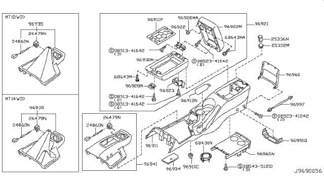 2002 Nissan Pathfinder Console Box - Diagram 2