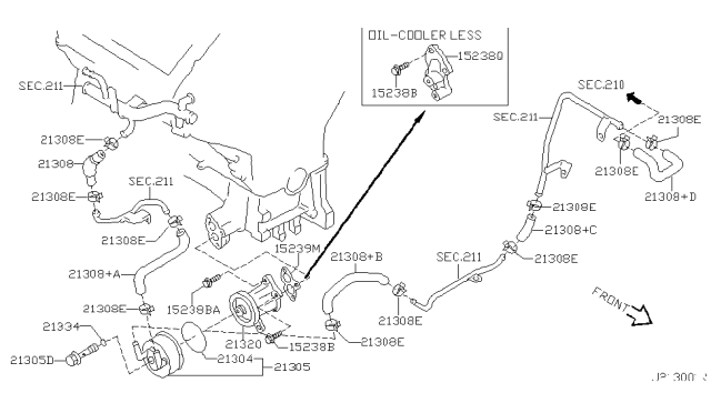 2004 Nissan Pathfinder Hose Water Diagram for 21306-4W006