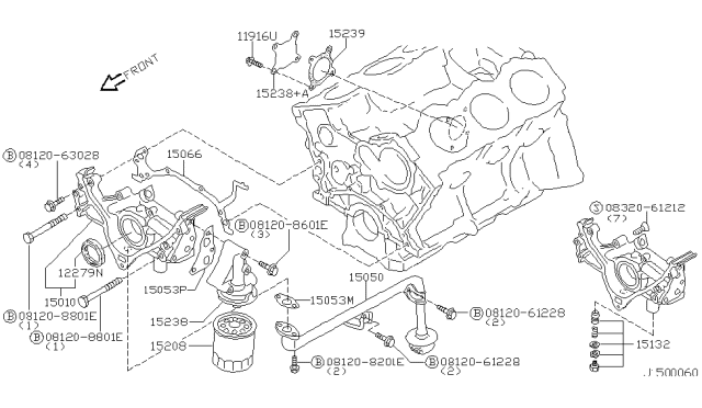 2001 Nissan Pathfinder Bracket-Oil Filter Diagram for 15238-0W002