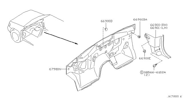 2004 Nissan Pathfinder Dash Trimming & Fitting Diagram