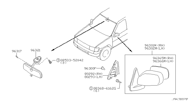 2002 Nissan Pathfinder Rear View Mirror - Diagram 2