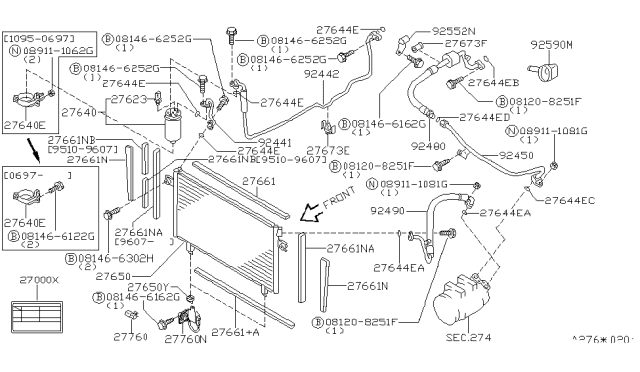 1997 Nissan Pathfinder Tank Assy-Liquid Diagram for 92131-0W060