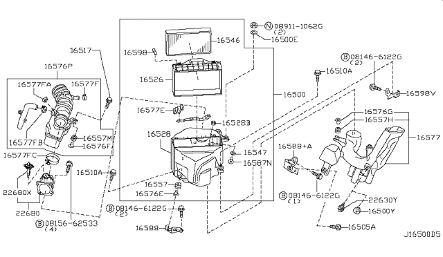 2002 Nissan Pathfinder Air Cleaner - Diagram 2