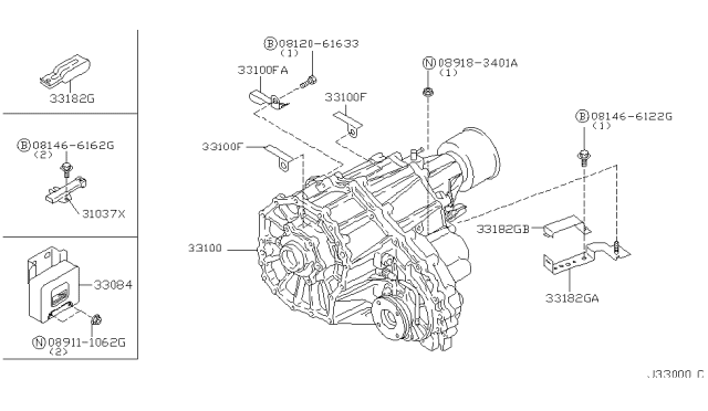 2003 Nissan Pathfinder Transfer Assy Diagram for 33100-2W511