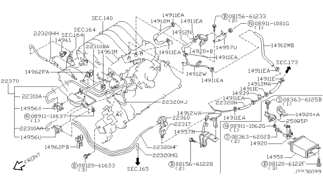 2002 Nissan Pathfinder Engine Control Vacuum Piping - Diagram 3