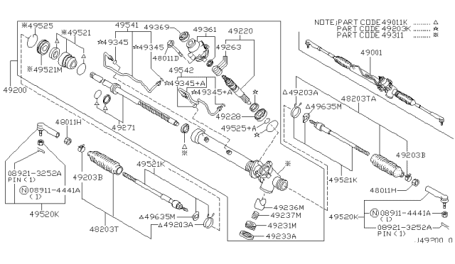 2004 Nissan Pathfinder Power Steering Gear - Diagram 2