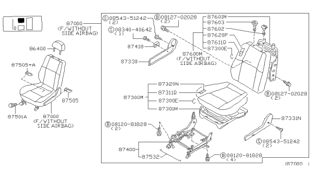 2002 Nissan Pathfinder Front Seat - Diagram 10