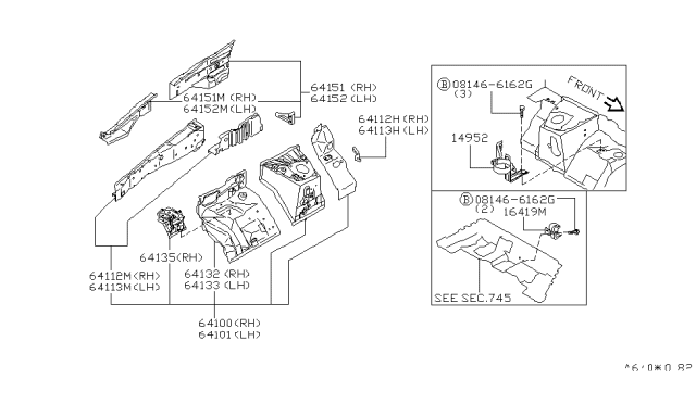 1999 Nissan Pathfinder Hood Ledge & Fitting Diagram 1