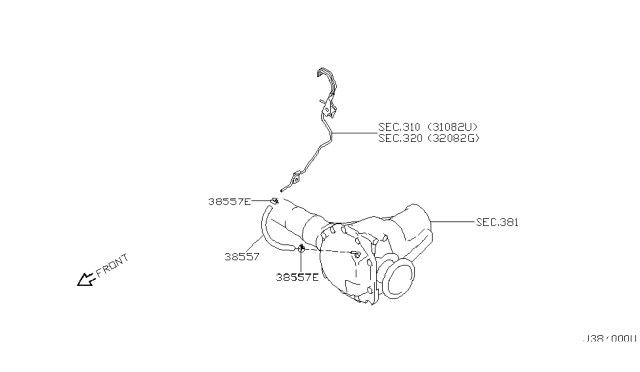 2003 Nissan Pathfinder Breather Piping (For Front Unit) Diagram 2