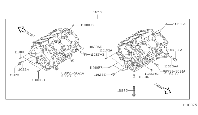 2001 Nissan Pathfinder Cylinder Block & Oil Pan Diagram 3